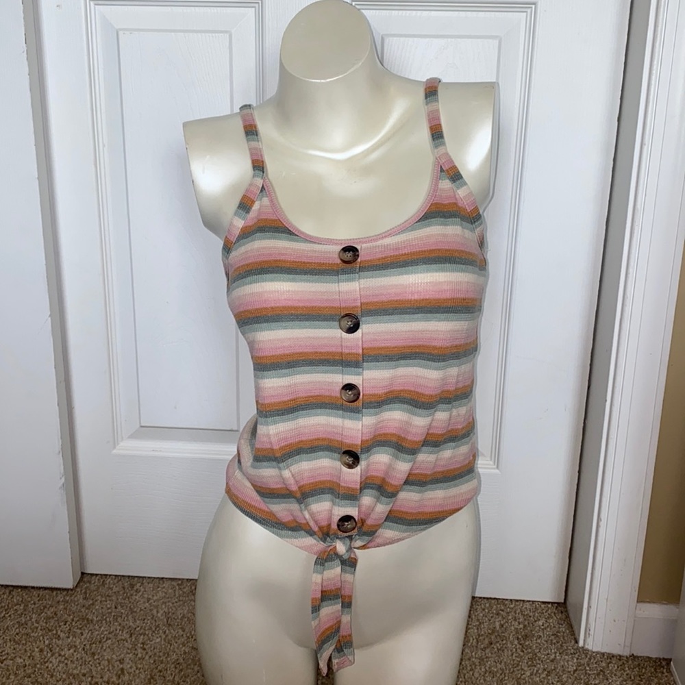 American Eagle striped Front Knot tank top